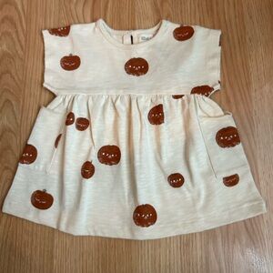 Kidwild Organic Cotton Tan Allover Tomato Print Dress Neutral Novelty 3-6 months